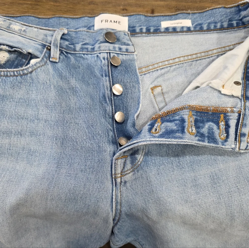 Frame Denim Le Original Distressd Light Blue Jeans - Picture 5 of 9